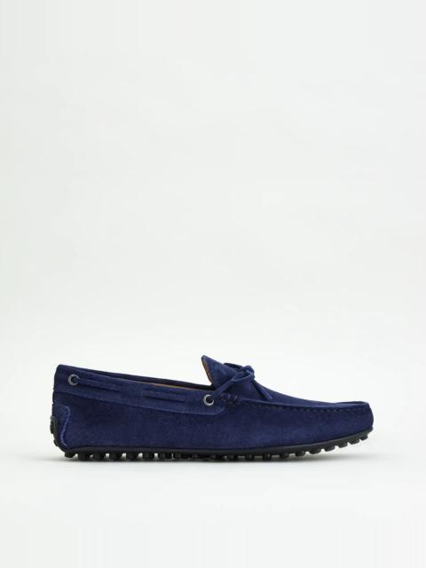 Tod's CITY GOMMINO DRIVING SHOES IN SUEDE - BLUE