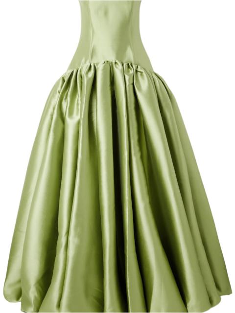 SOLACE LONDON CASSIA STRAPLESS PLEATED SATIN-TWILL GOWN