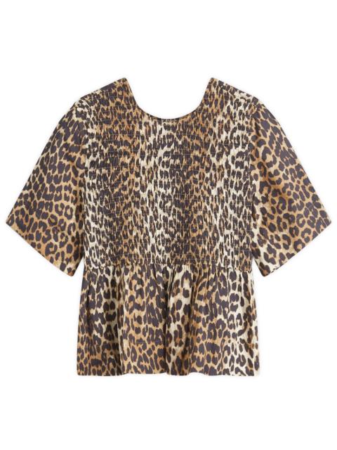 GANNI Ganni Printed Open Back Smock Blouse