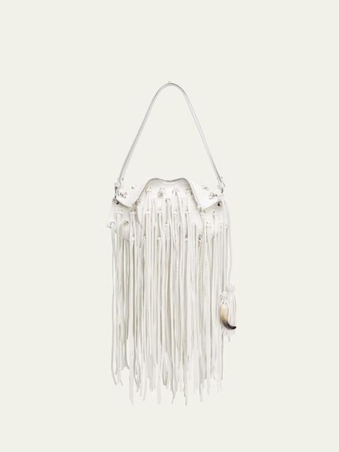 Alexander McQueen Fringed Croc-Embossed Leather Shoulder Bag