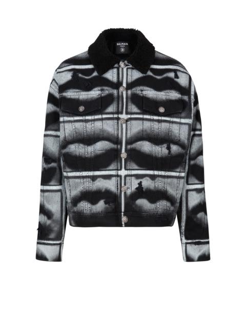 Balmain Denim jacket with Lips print