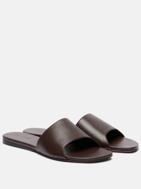 Amina Muaddi Bianca leather slides