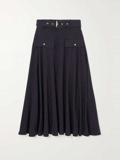 Alexander McQueen Belted wool and cotton-blend twill midi skirt