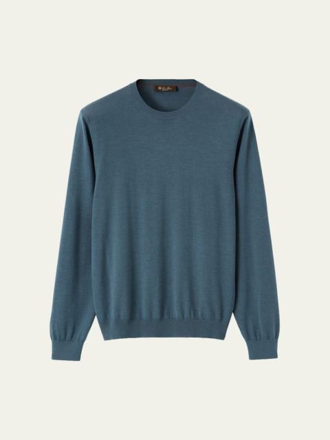 Loro Piana Men's Sottile Wool, Silk and Cashmere Crewneck Sweater