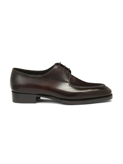 Santoni Men's dark brown leather Derby shoe