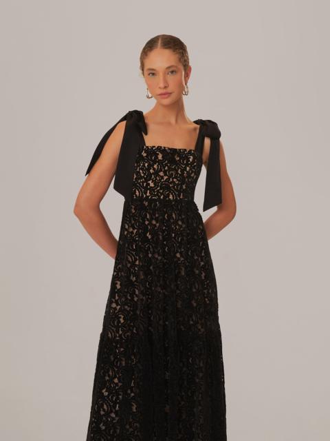 FARM RIO Black Velvet Lace Sleeveless Maxi Dress