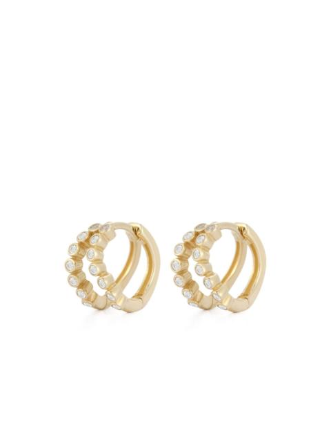 MATEO 14k yellow diamond bezel wave huggies