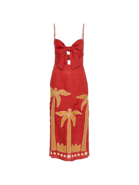 Calm Wind palm tree appliquÃ© dress