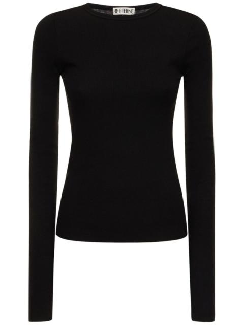 ÉTERNE Long sleeve fitted cotton t-shirt