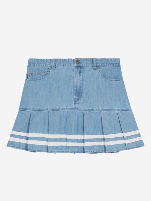 The Kooples SHORT PLEATED DENIM SKIRT