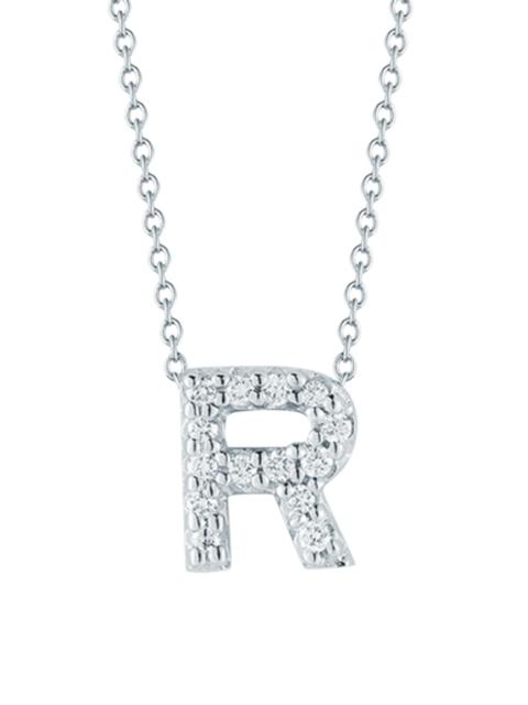 ROBERTO COIN Women's Tiny Treasures 0.08 TCW Diamond & 18K White Gold Initial Necklace - Initial R