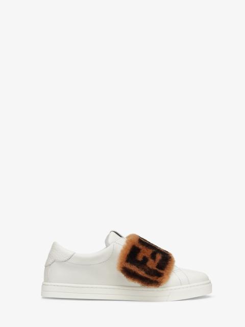 FENDI White leather slip-ons