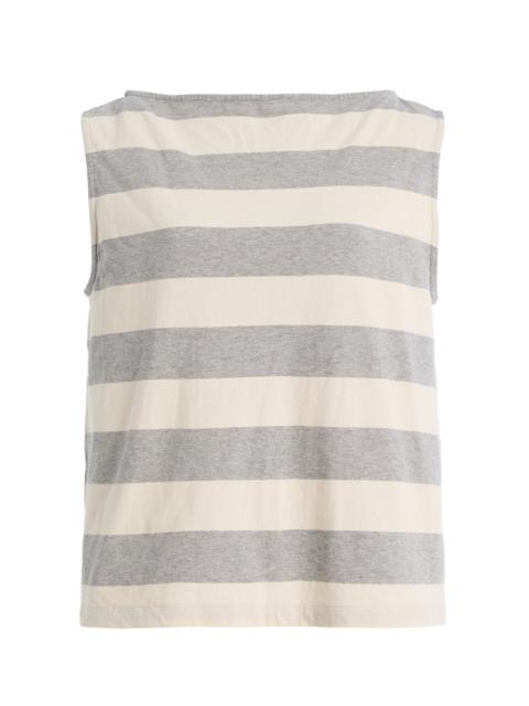 DONNI. The Jersey Striped Cotton Tank Top grey