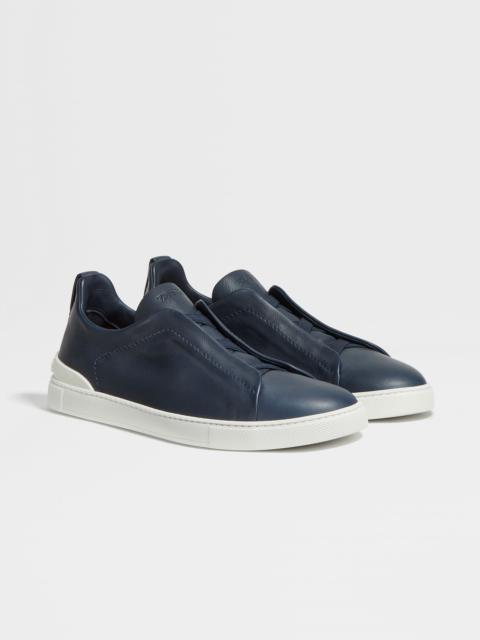 ZEGNA BLUE LEATHER TRIPLE STITCH™ SNEAKERS