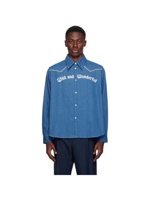 Stockholm Surfboard Club Blue Embroidered Denim Shirt