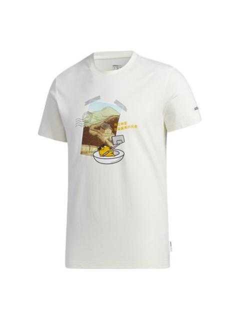 adidas neo x M GDTM Tee Yellow Crossover Printing Round Neck Sports Short Sleeve White GL7241