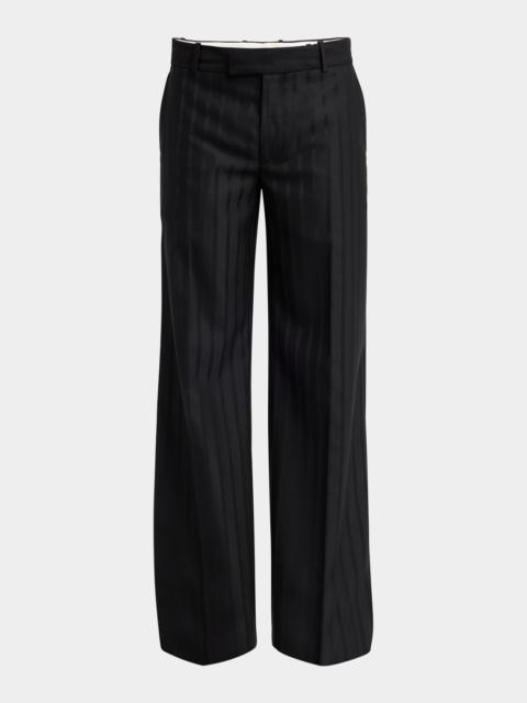 Alexander McQueen Men's Tonal Satin Stripe Evening Trousers