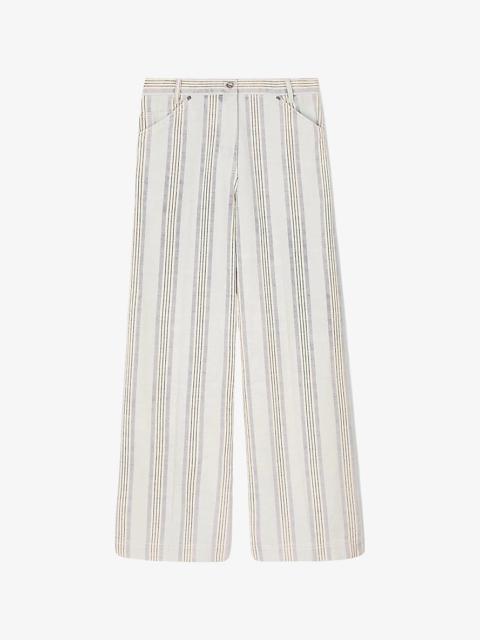 Sandro Wide-Leg High-Rise Striped Denim Jeans