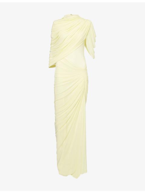 deme Beth Draped Stretch-Woven Maxi Dress