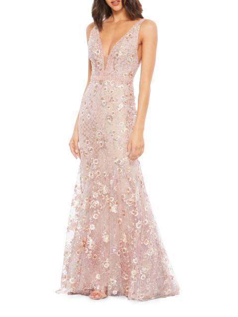 MAC DUGGAL Women's Embroidered Floral Modified A-Line Gown - Rose Pink