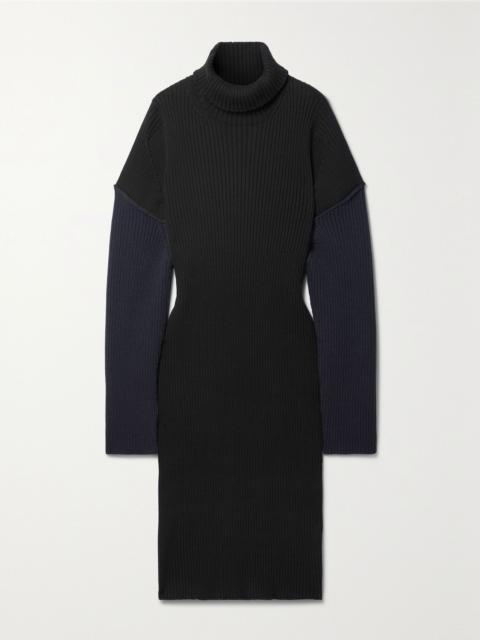 The Row Deela ribbed cotton and cashmere-blend midi dress Black