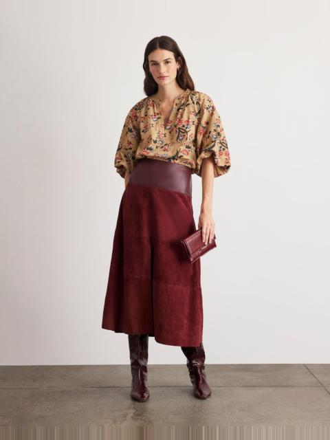 TANYA TAYLOR SUEDE/LEATHER HUDSON SKIRT