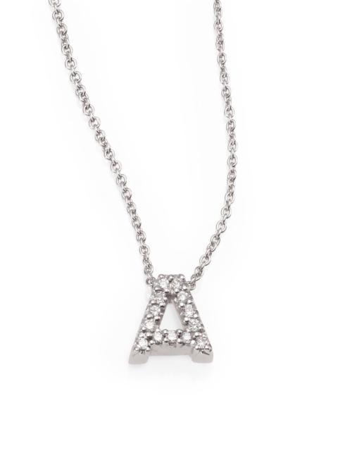 ROBERTO COIN Women's Tiny Treasures 0.08 TCW Diamond & 18K White Gold Initial Necklace - Initial A