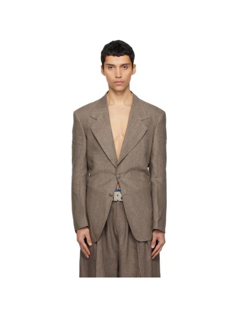 ERL Beige 3 Button Tailored Blazer