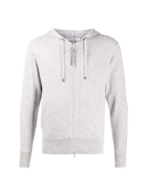 zipped drawstring hoodie