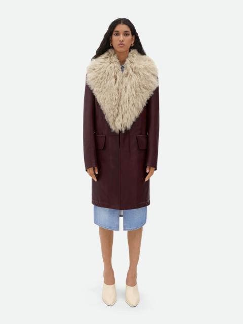 Bottega Veneta Shearling Collar Leather Coat