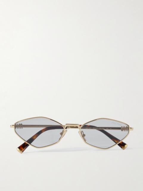 Miu Miu Hexagon-frame Gold-tone Sunglasses