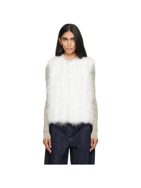 Yves Salomon White Cropped Feather Gilet Vest