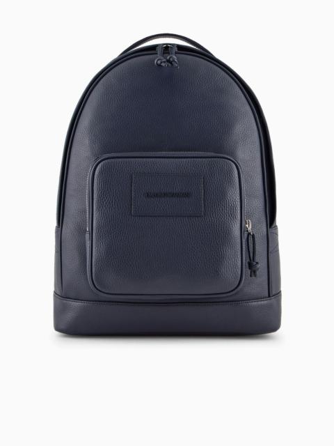 EMPORIO ARMANI Rounded backpack in tumbled leather