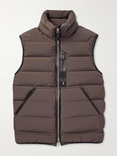 TOM FORD Slim-Fit Full-Grain Leather-Trimmed Quilted Stretch-Shell Down Gilet