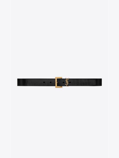 monogram belt with square buckle in crackled leather