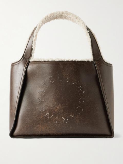 Stella McCartney Embroidered Fleece-trimmed Vegetarian Tote