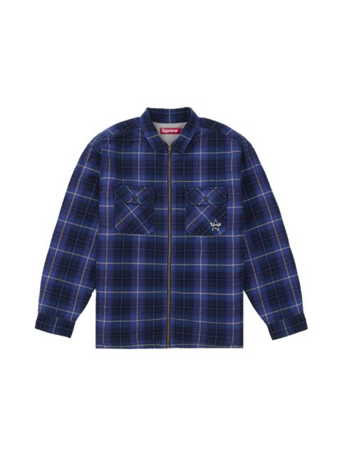 Supreme Supreme Thermal Lined Zip Up Flannel Shirt Blue