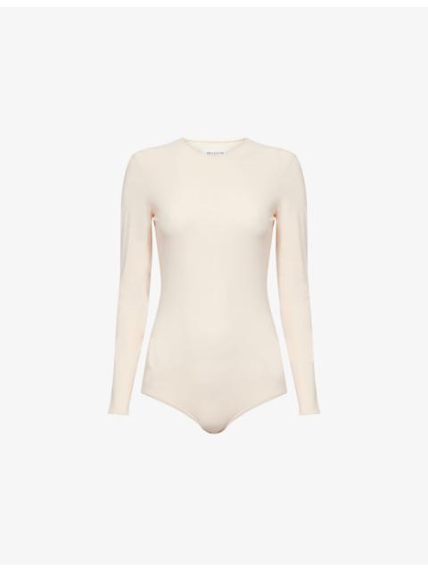 Maison Margiela Round-Neck Long-Sleeves Woven Bodysuit