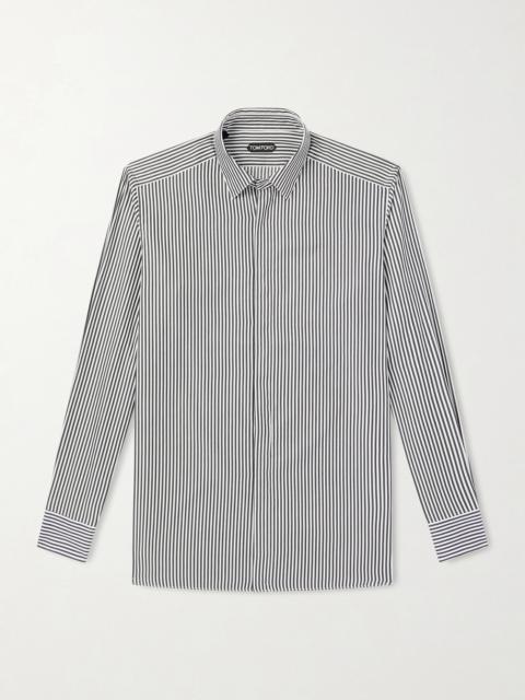 TOM FORD Striped Cotton and Silk-Blend Poplin Shirt
