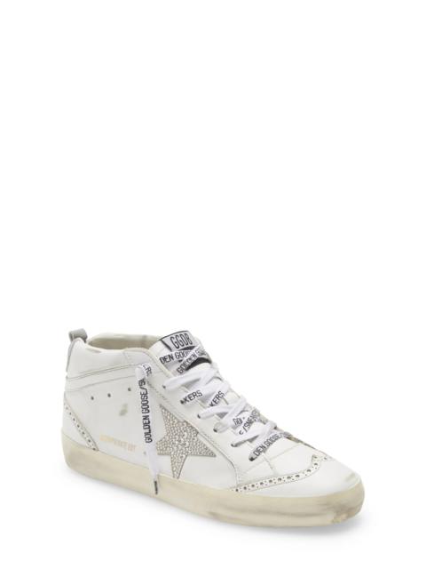 Mid Star Crystal Embellished Sneaker in White/Silver/Grey