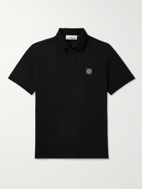 Stone Island Logo-Appliquéd Cotton-Blend Piqué Polo Shirt
