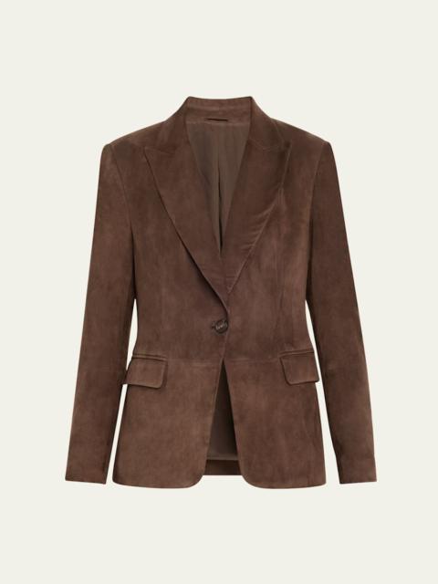 Brunello Cucinelli Suede Single-Breasted Blazer Jacket