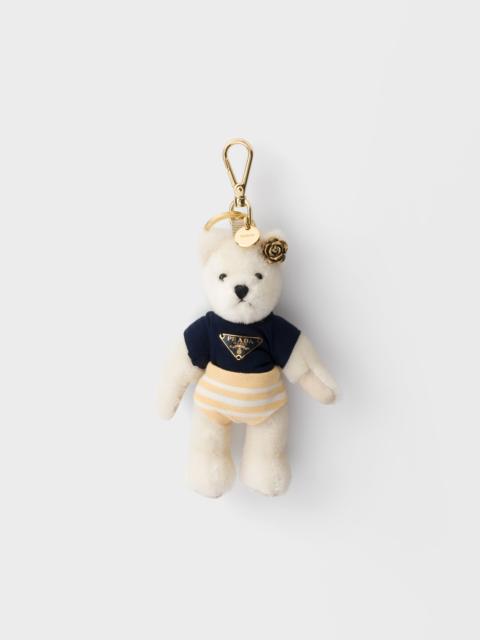 Prada Teddy bear key ring charm with metal ring