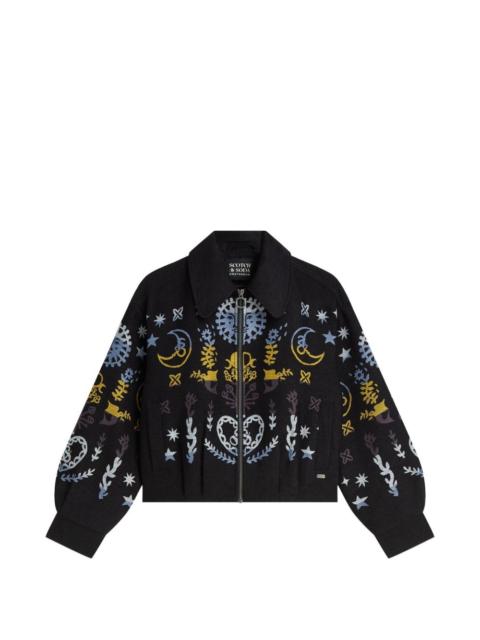 SCOTCH & SODA celestial-embroidered bomber jacket