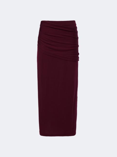 STAUD Wilma ruched wool maxi skirt
