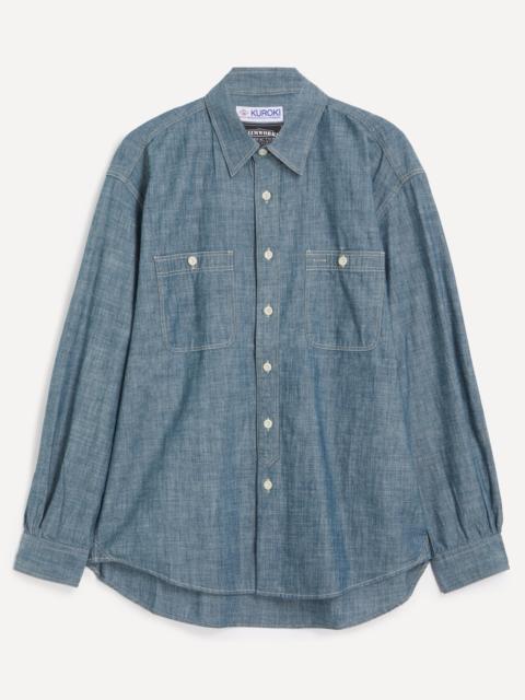 FrizmWORKS Kuroki Chambray Work Shirt in Washed Blue