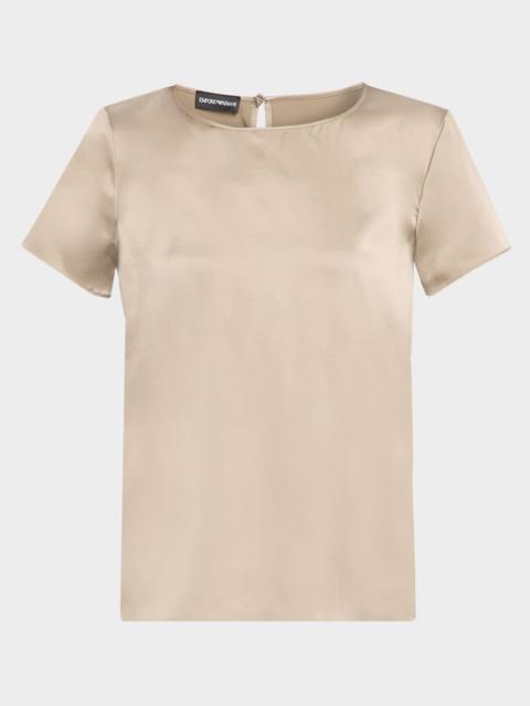 EMPORIO ARMANI Short-Sleeve Crewneck Satin Tee