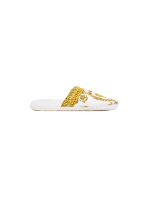VERSACE White Baroque Slippers