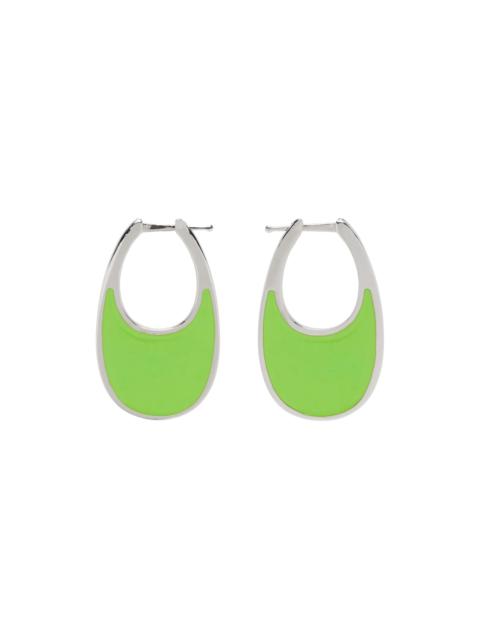 Silver & Green Medium Swipe Earrings
