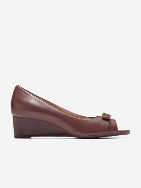 COLE HAAN Women's Go-To Malta Peep Toe Bow Wedges